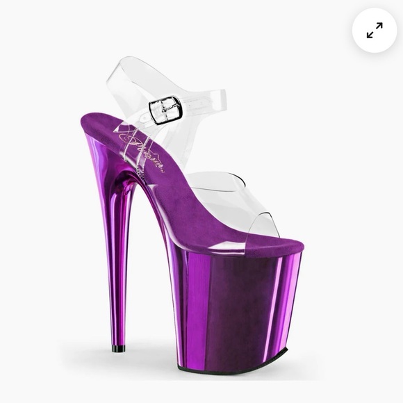Pleaser Flamingo 808 Purple Chrome Platform Sandals with Clear Straps - Picture 2 of 2